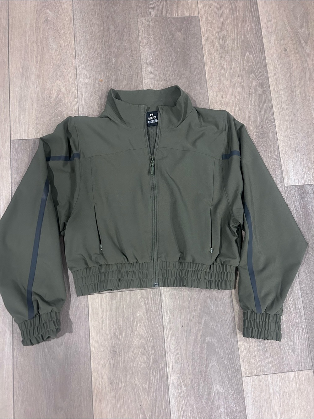 Under Armour Olive Green Cropped Zip Bomber Jacket
